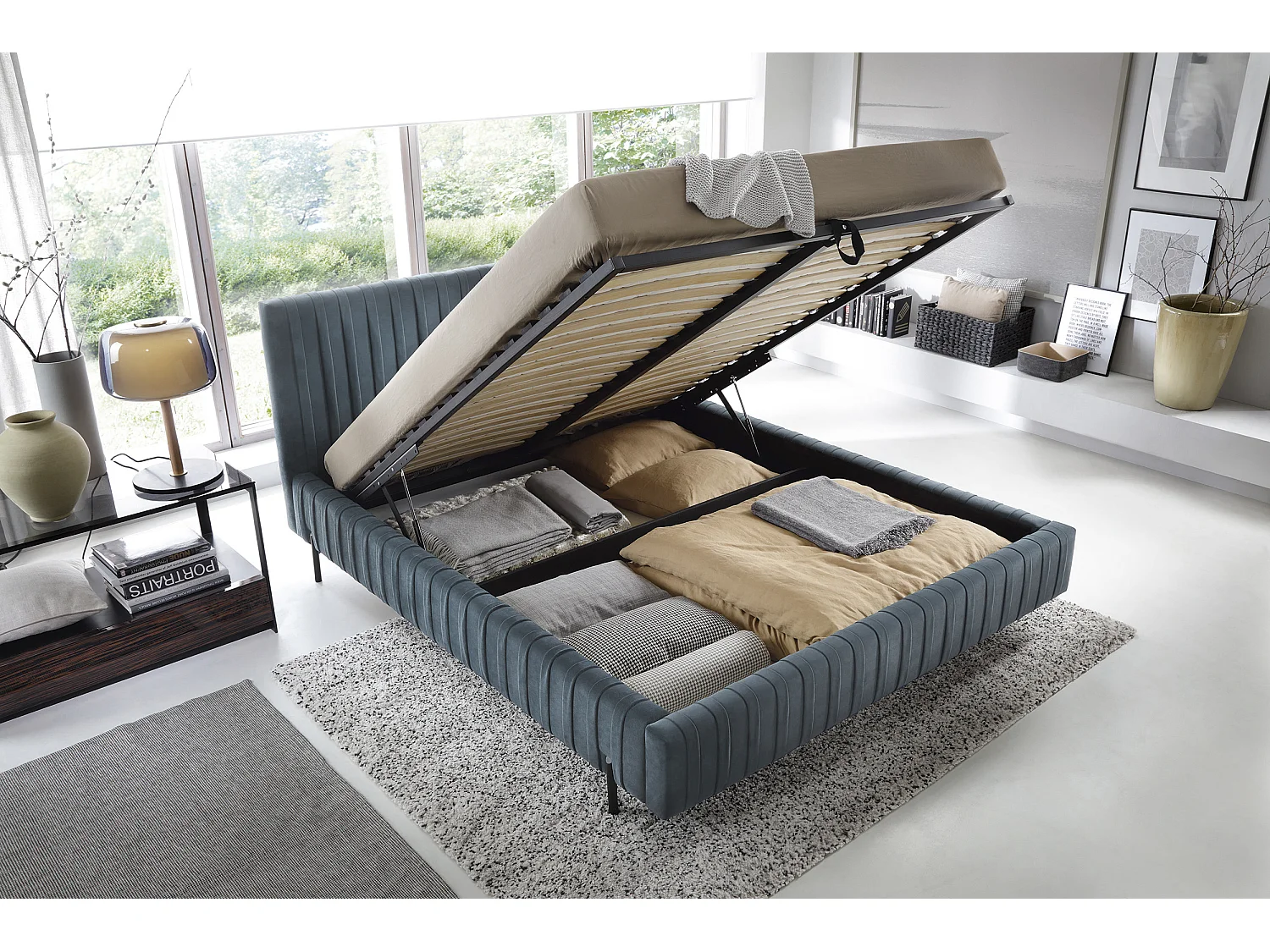 Bett Mario S (140x200)/Stoffbezug/Himmelblau