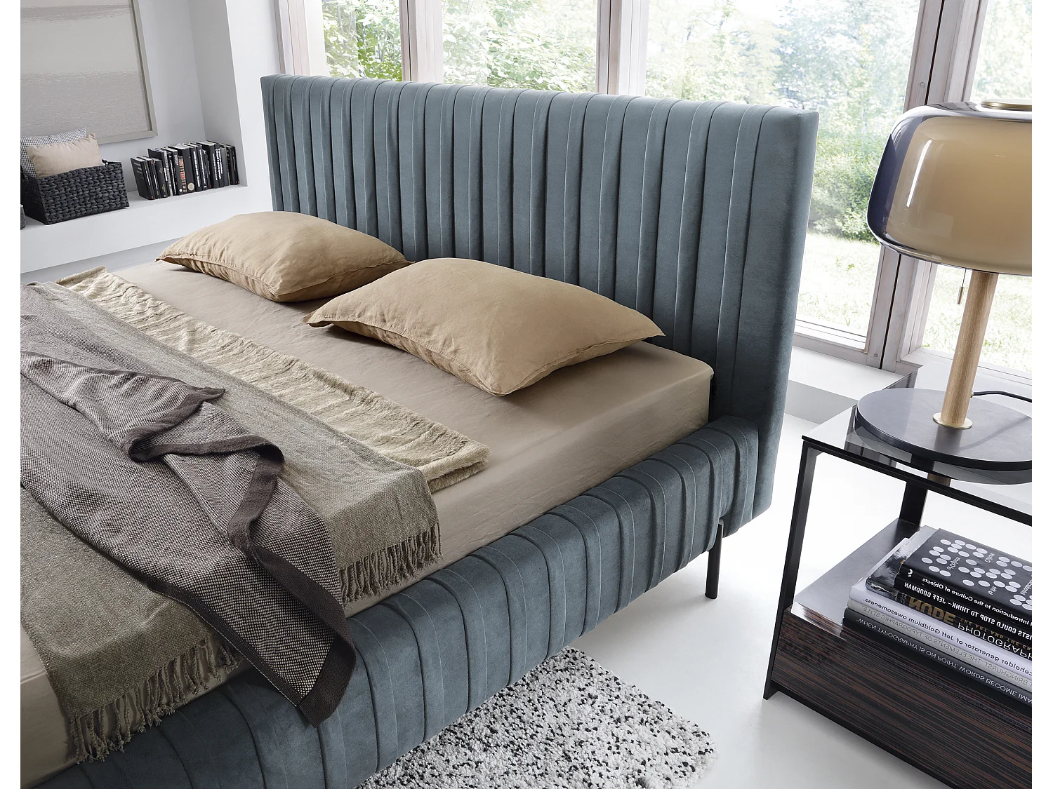 Bett Mario S (140x200)/Stoffbezug/Himmelblau