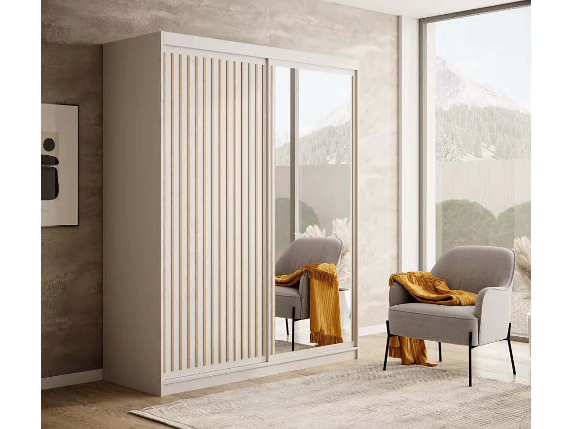 Armadio Visp (160cm)/ante scorrevoli/Bianco&Marrone