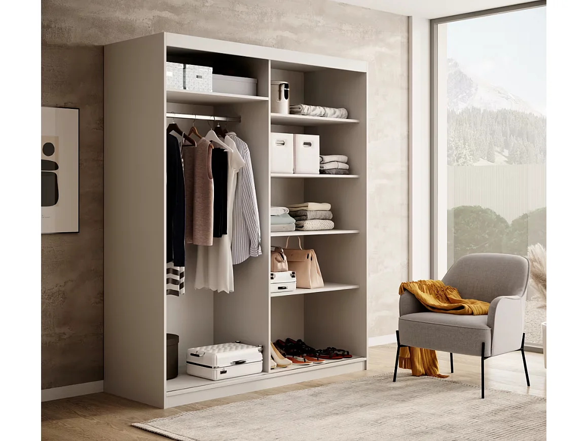 Armadio Visp (160cm)/ante scorrevoli/Bianco&Marrone