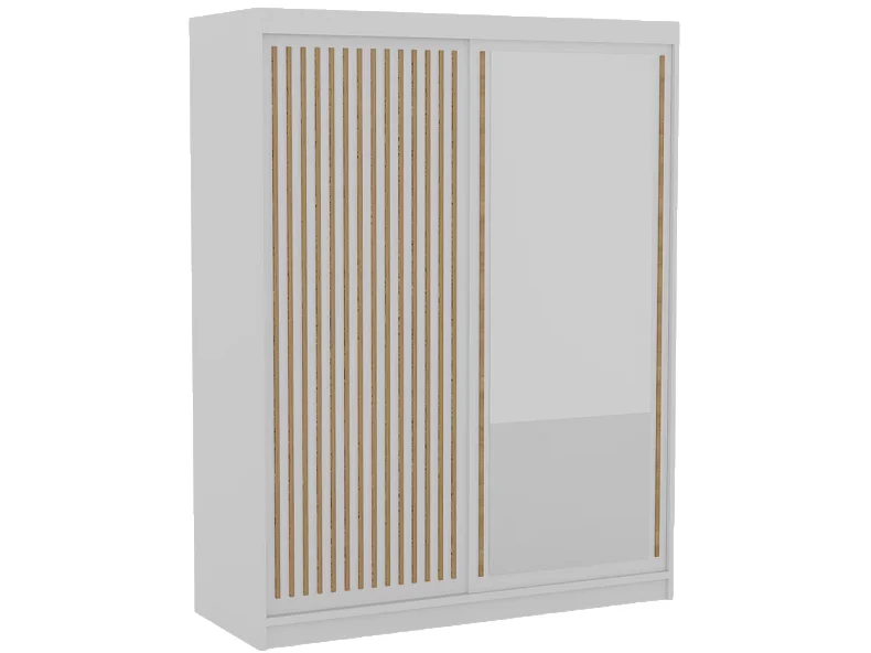 Armadio Visp (160cm)/ante scorrevoli/Bianco&Marrone