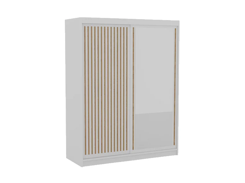 Armoire Visp (160cm)/portes coulissantes/Blanc&Marron