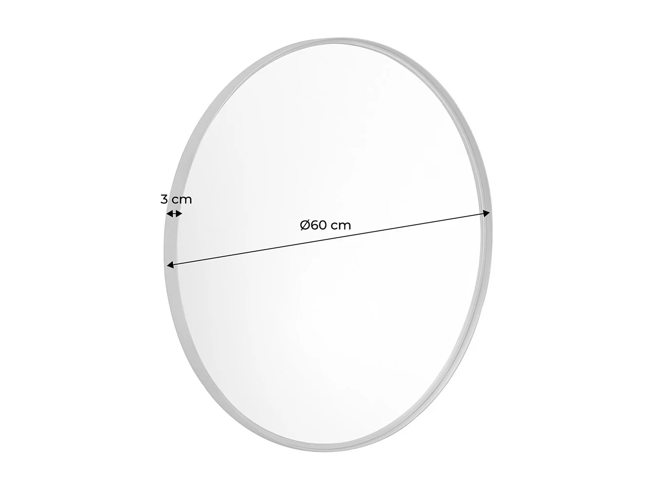 Specchio rotondo in metallo, 60cm, nero