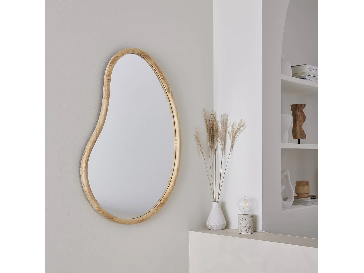 Specchio in legno di abete, 95cm, marrone naturale