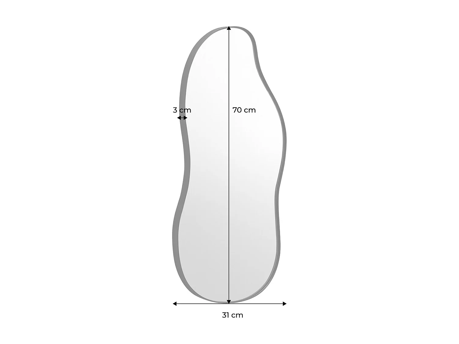 Espejo de metal negro con forma orgánica decorativo de pared negro