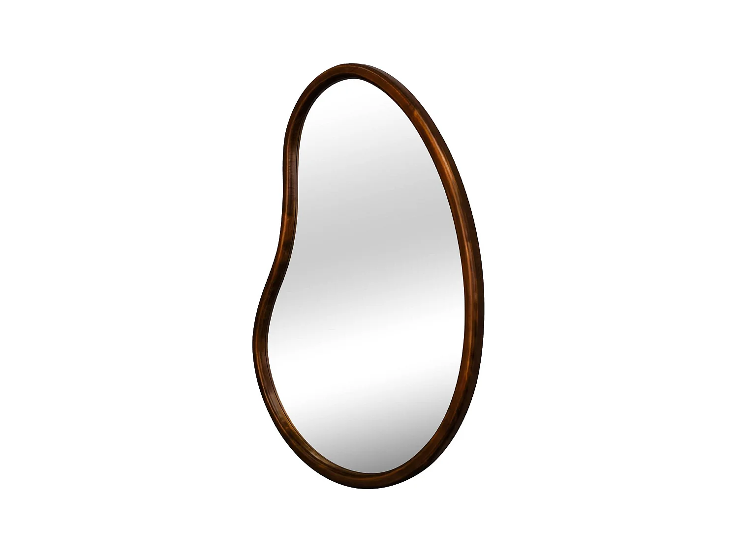 Miroir organique en bois de sapin 65cm épaisseur 3cm coloris noyer idéal entrée. chambre ou salle de bain