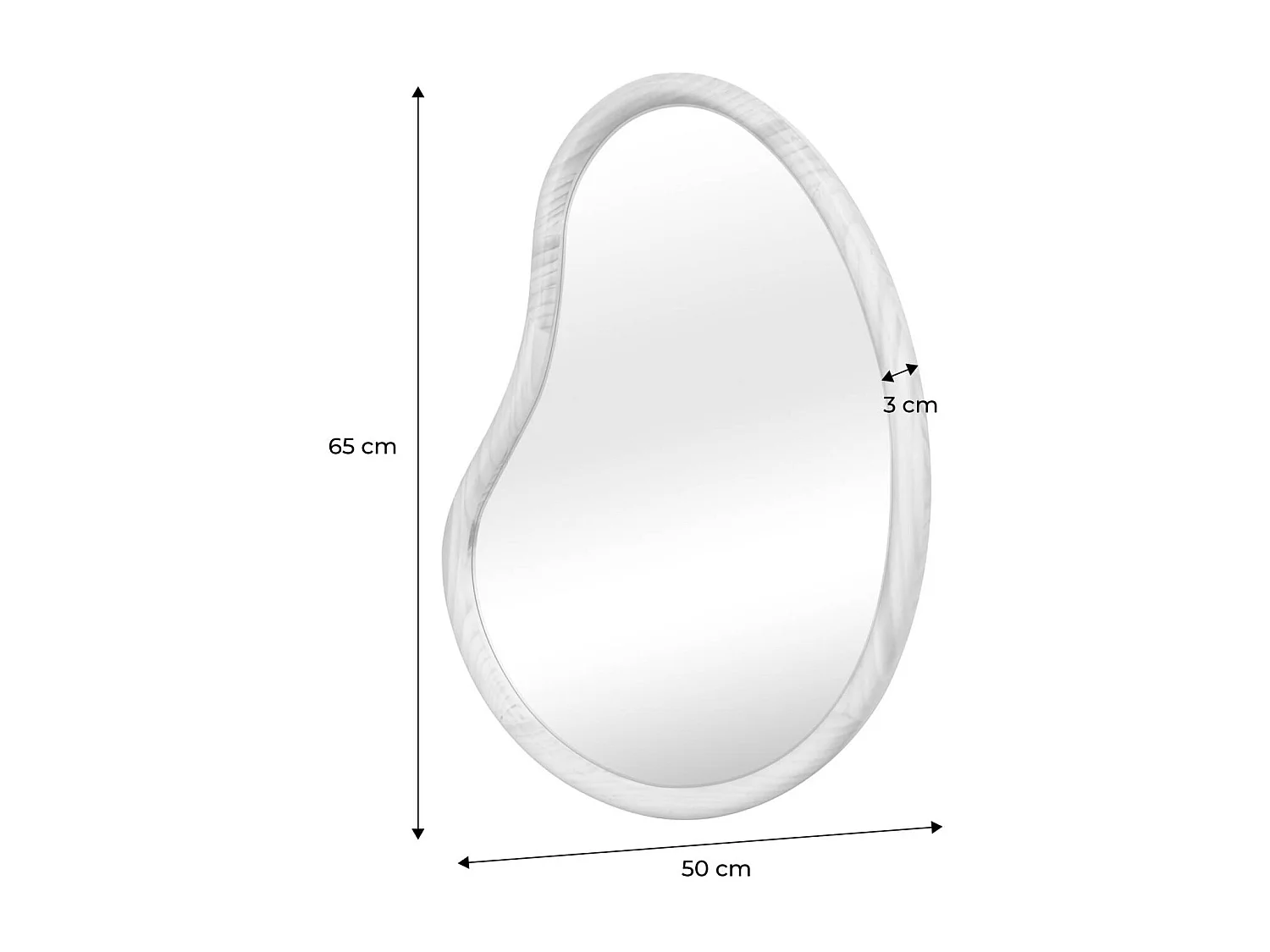 Miroir organique en bois de sapin 65cm épaisseur 3cm coloris noyer idéal entrée. chambre ou salle de bain