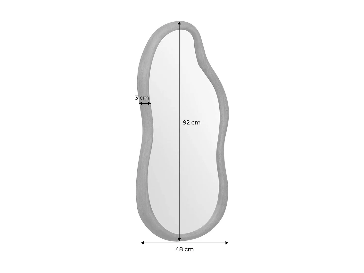 Miroir organique AUSTIN en bois d'hévéa. couleur noyer. 90 cm