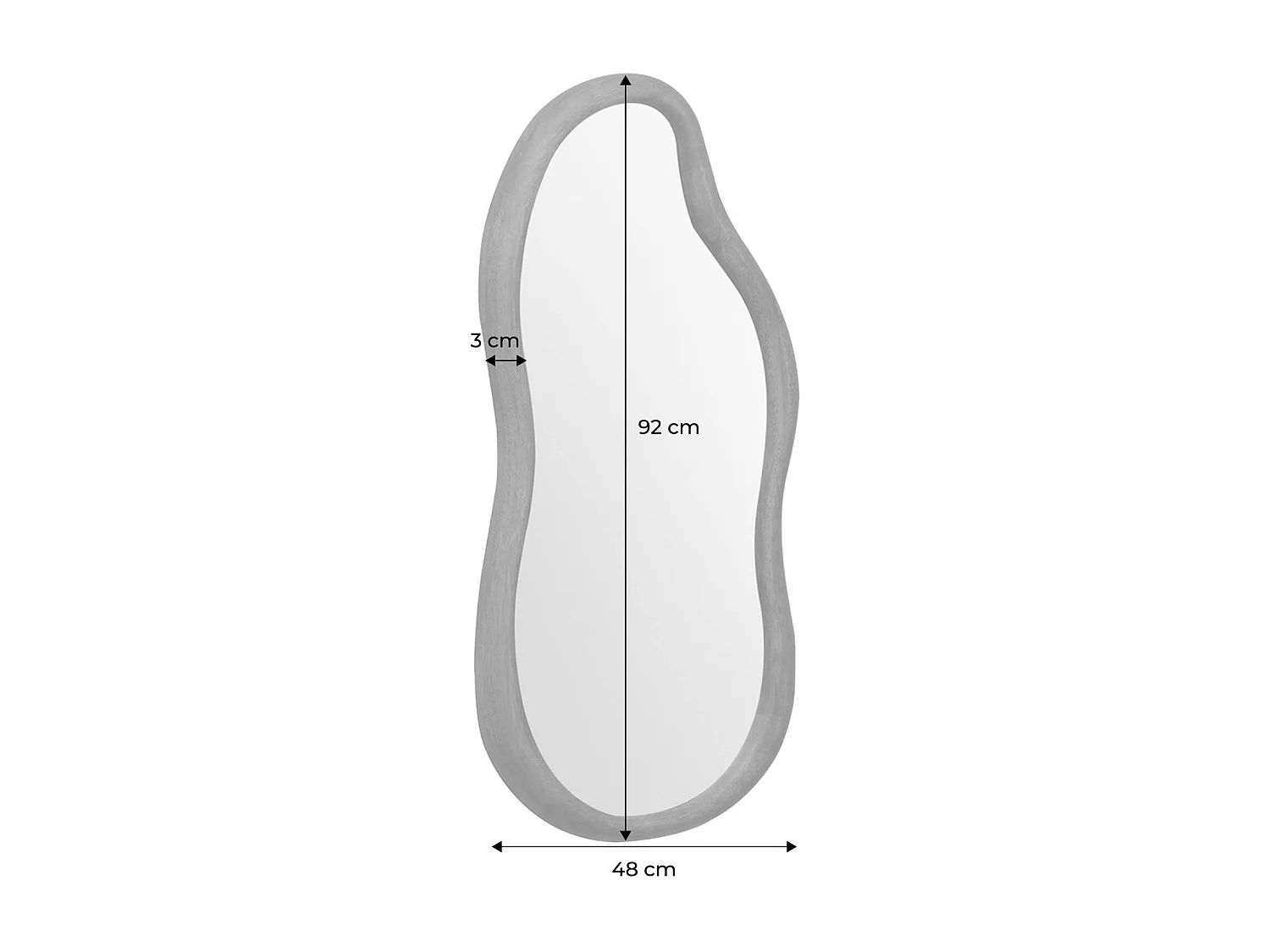 Miroir organique AUSTIN en bois d'hévéa. couleur noyer. 90 cm