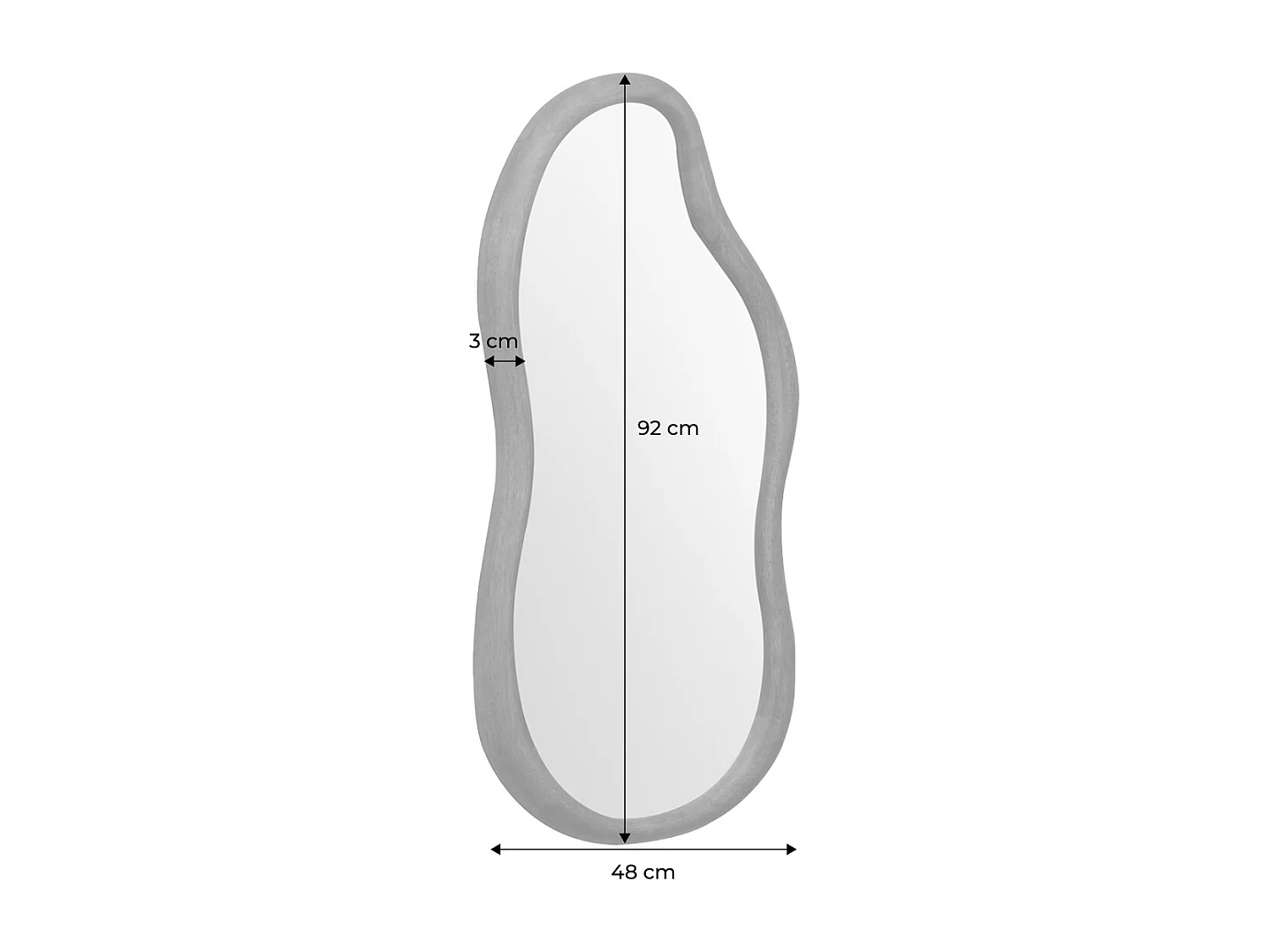 Miroir organique AUSTIN en bois d'hévéa. couleur noyer. 90 cm