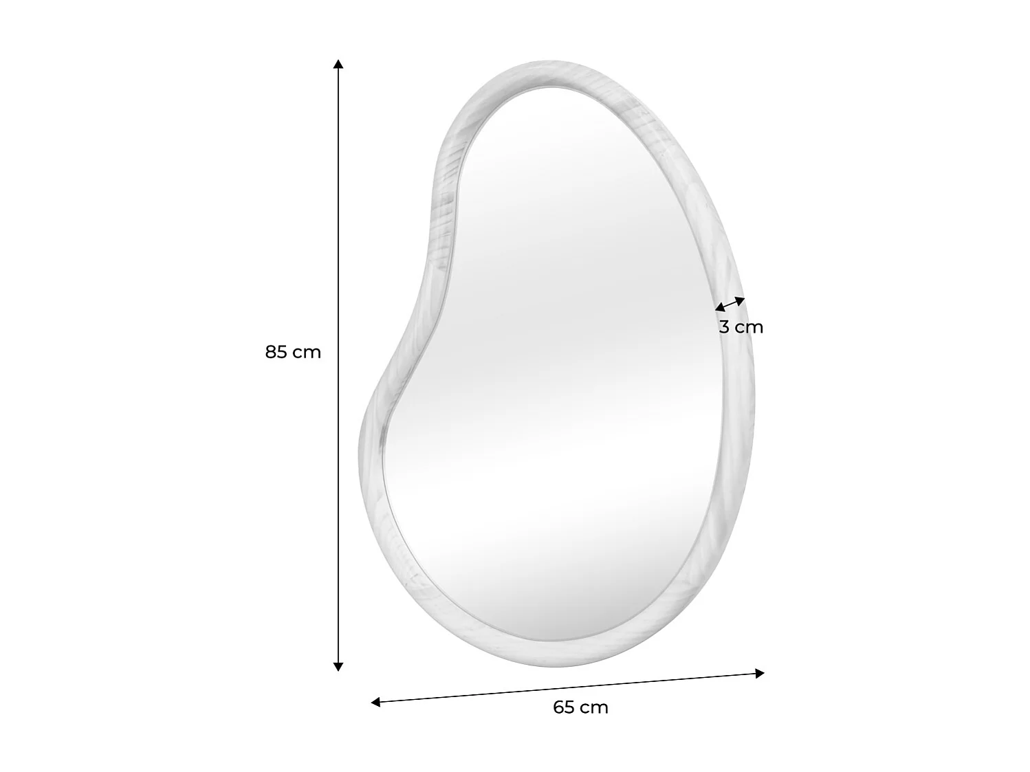 Miroir organique en bois de sapin 85cm épaisseur 3cm coloris naturel idéal entrée. chambre ou salle de bain