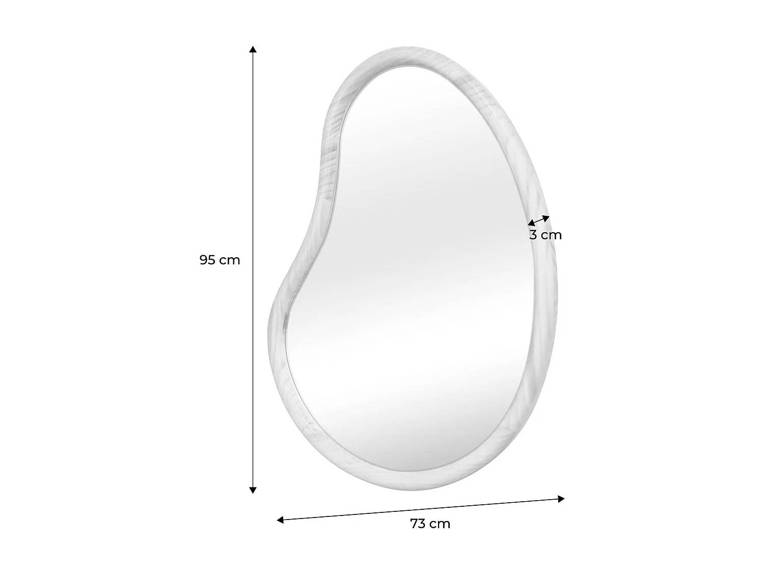 Miroir organique en bois de sapin 95cm épaisseur 3cm coloris noyer idéal entrée. chambre ou salle de bain