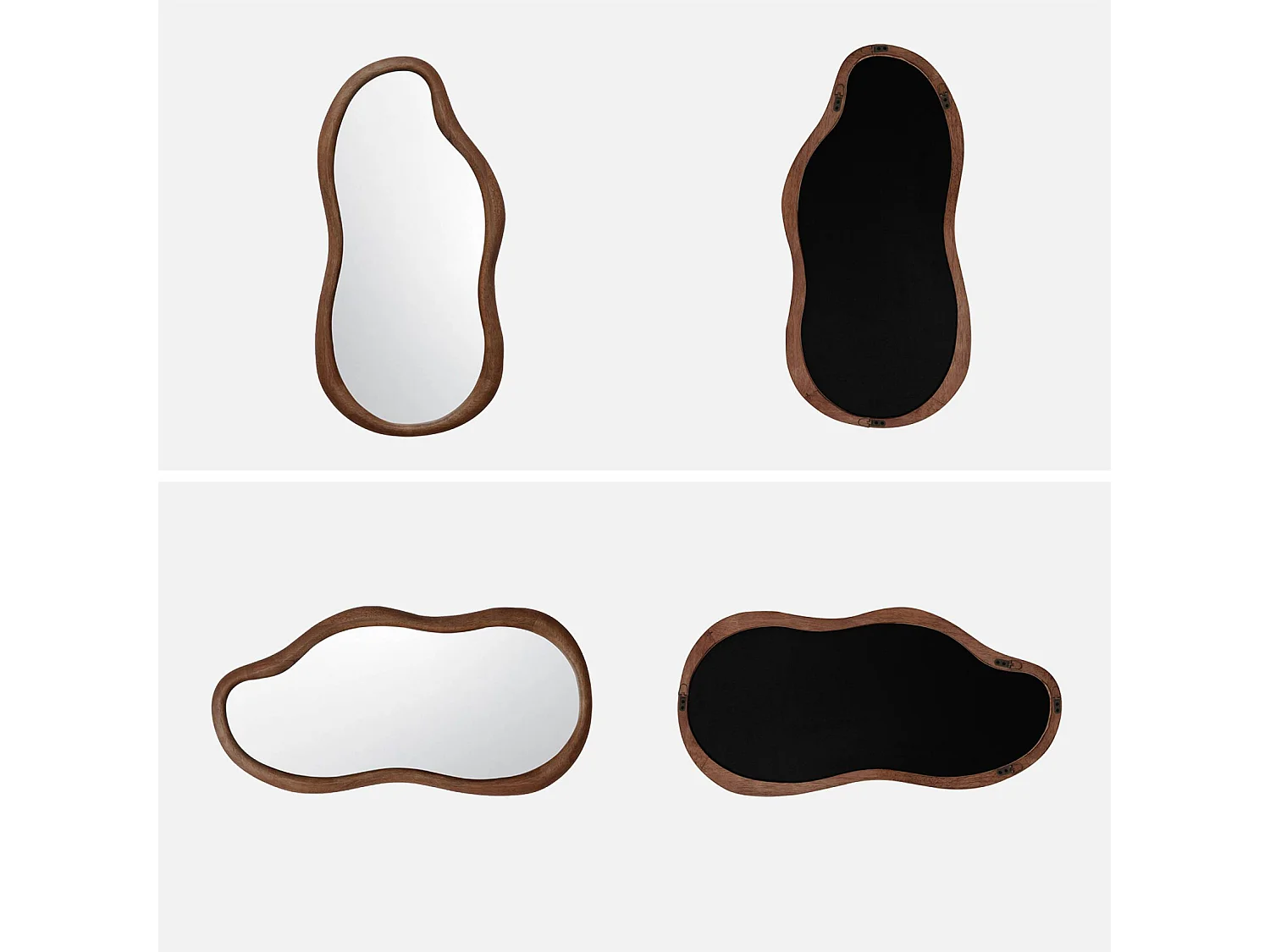 Specchio in legno di gomma, marrone