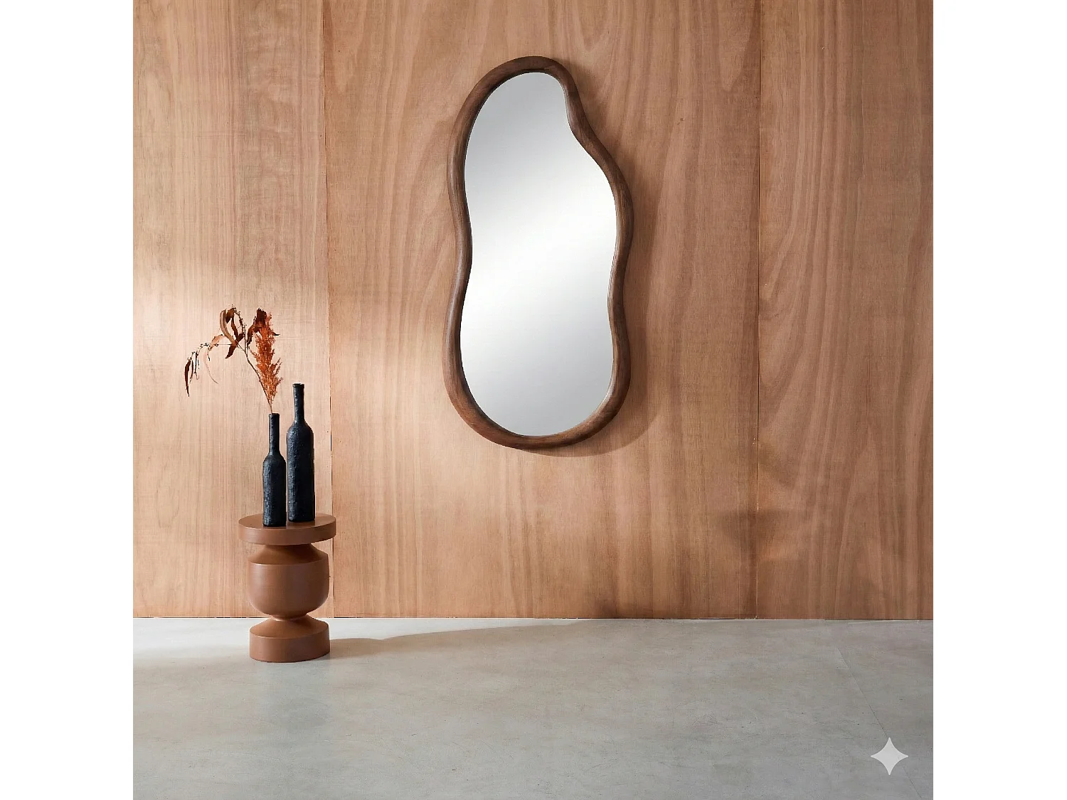 Specchio in legno di gomma, marrone