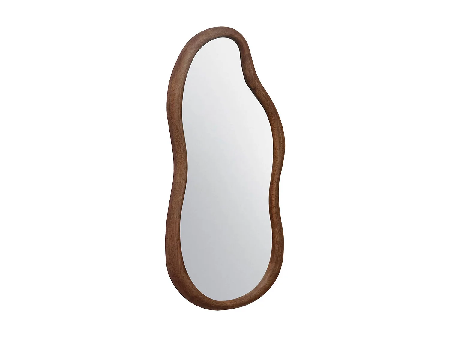 Miroir organique AUSTIN en bois d'hévéa. couleur noyer. 70 cm