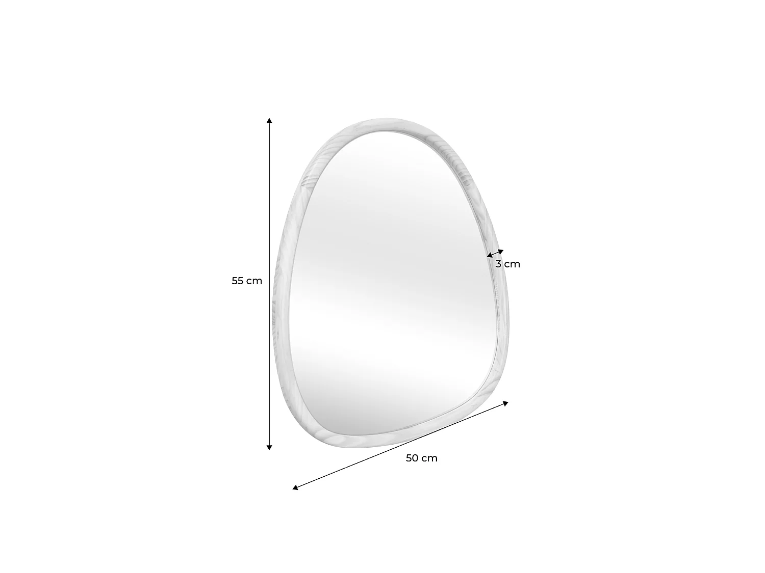 Miroir organique en bois de sapin 55cm couleur naturelle CHARLIE  L 55 x l 50 x E 3cm