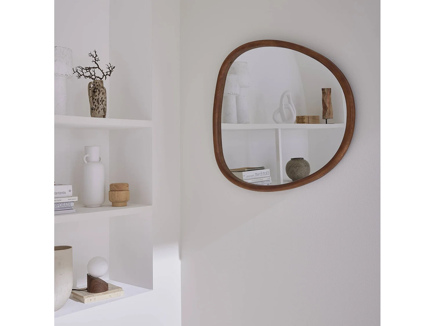 Specchio in legno di abete, 75cm, marrone