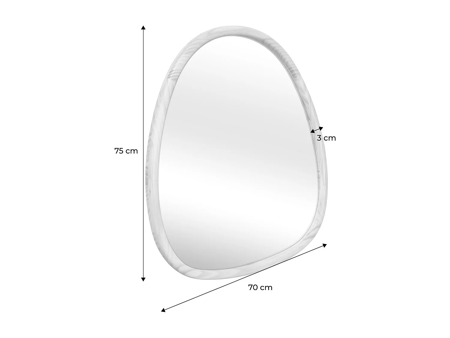 Specchio in legno di abete, 75cm, marrone