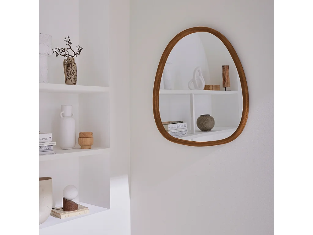 Espejo de madera de abeto decorativo de pared, 75cm nogal