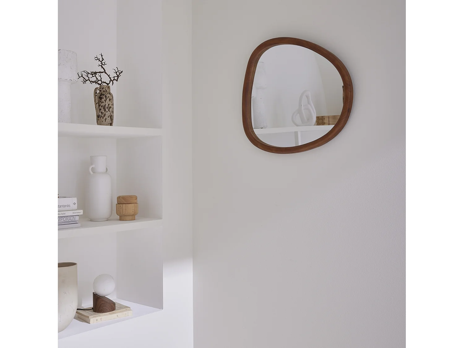 Specchio in legno di abete, 55cm, marrone