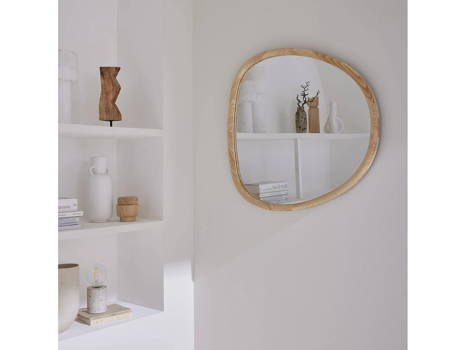 Espejo de madera de abeto decorativo de pared, 75cm natural