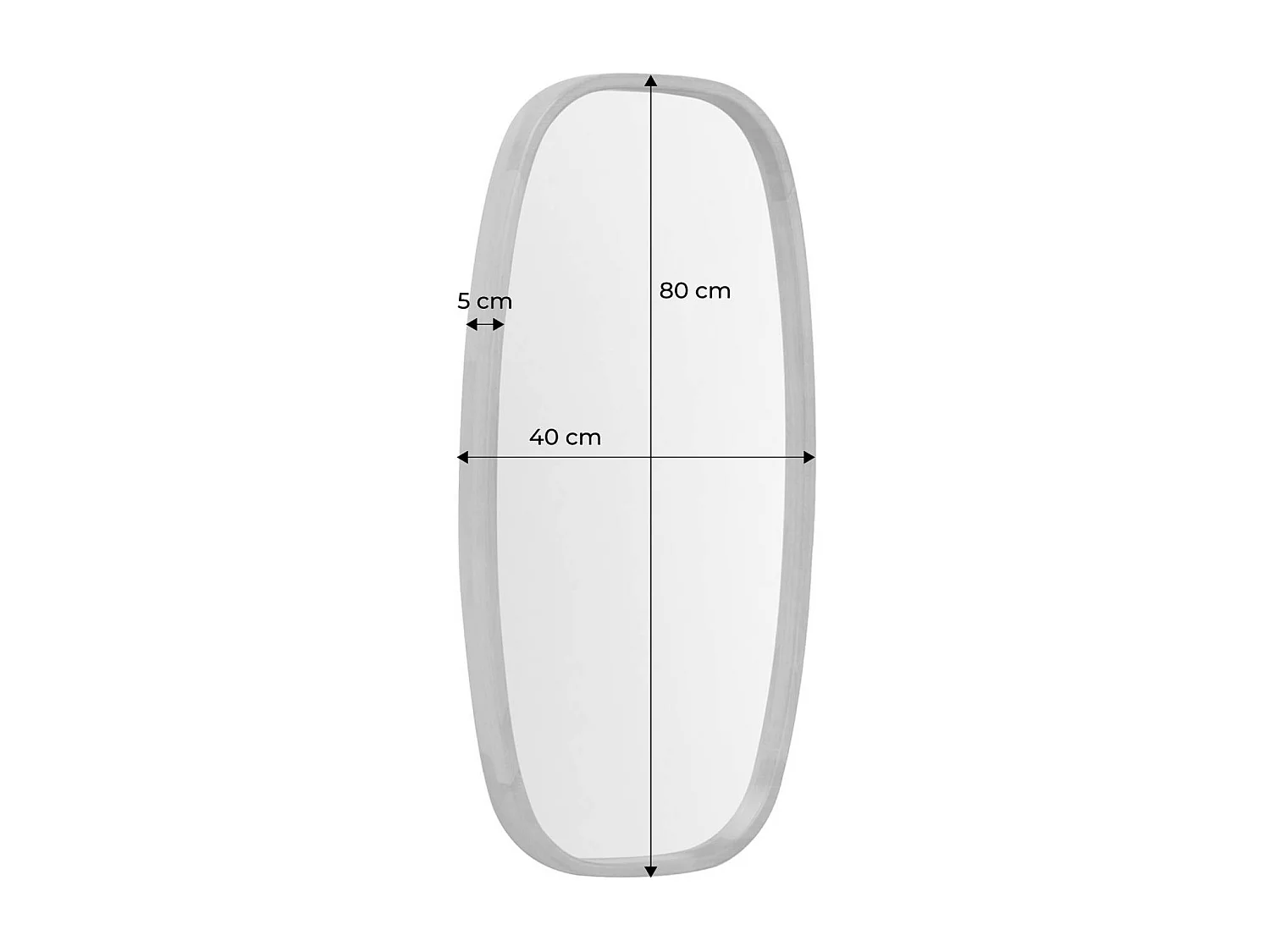 Miroir rectangulaire JAMIE en bois d'hévéa. bords arrondis. couleur bois clair. 80 cm