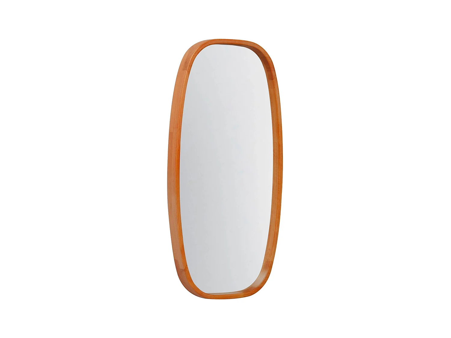 Miroir rectangulaire JAMIE en bois d'hévéa. bords arrondis. couleur bois clair. 80 cm