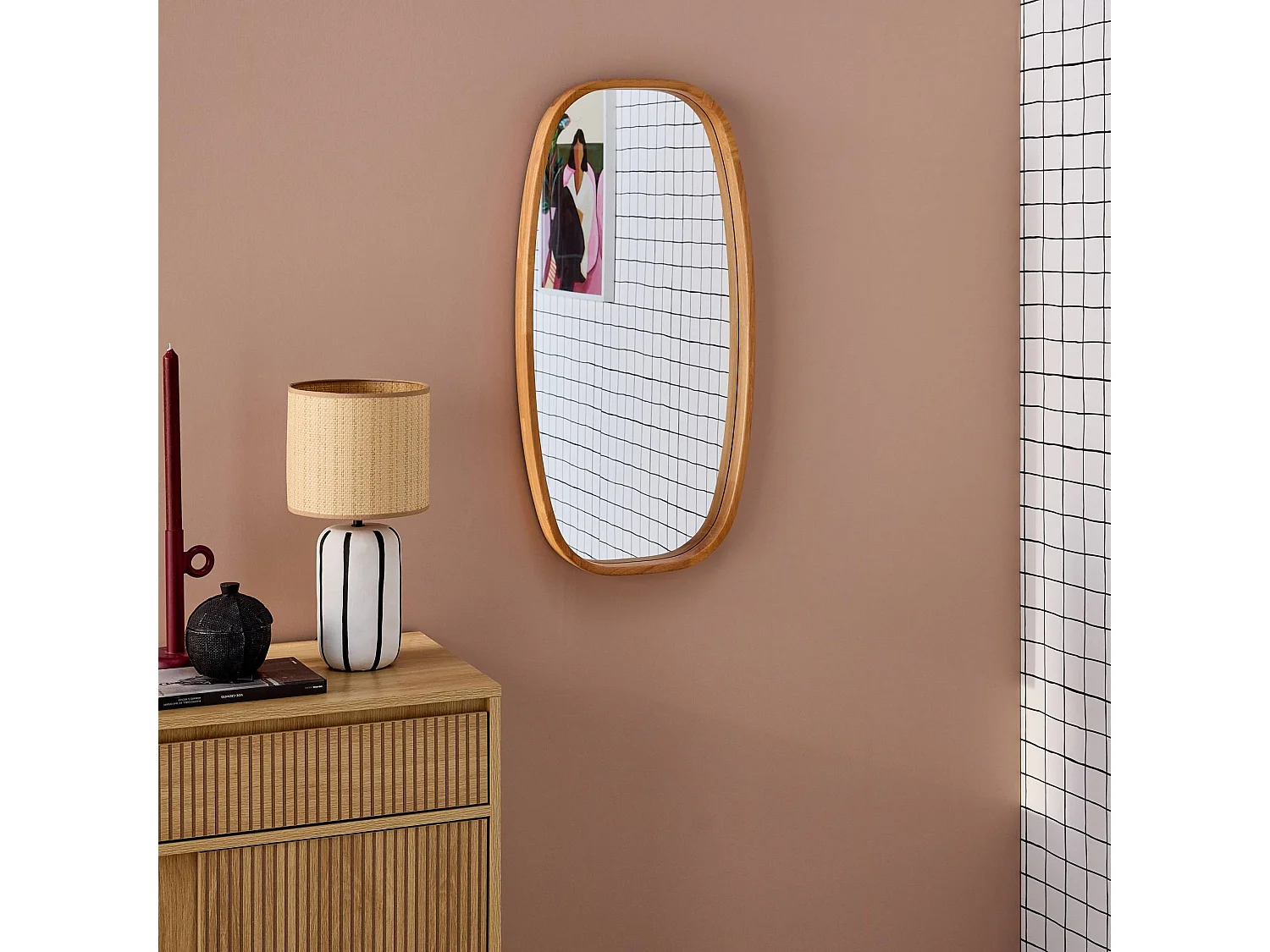 Espejo rectangular de madera decorativo de pared madera clara