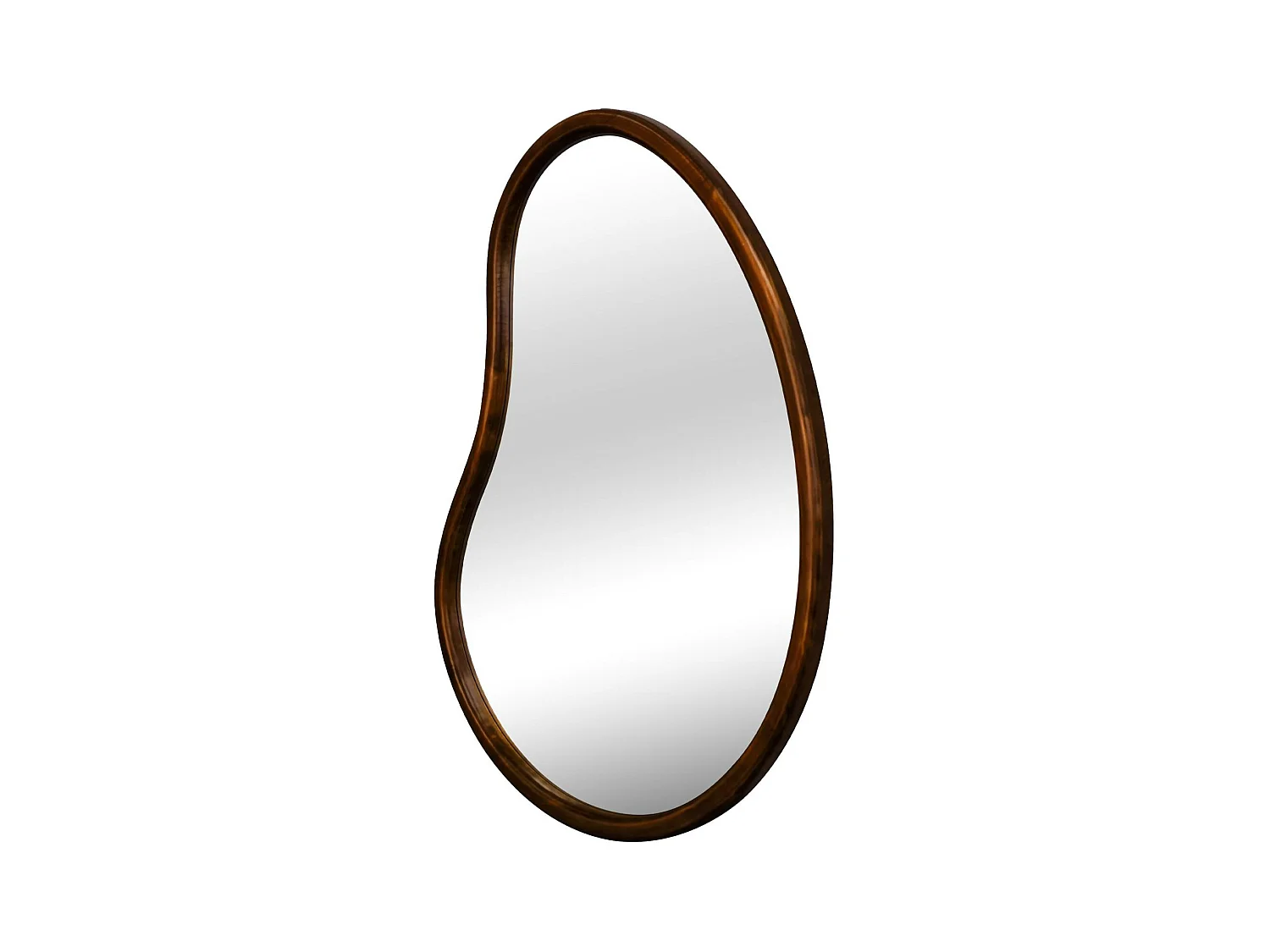 Miroir organique en bois de sapin 85cm épaisseur 3cm coloris noyer idéal entrée. chambre ou salle de bain