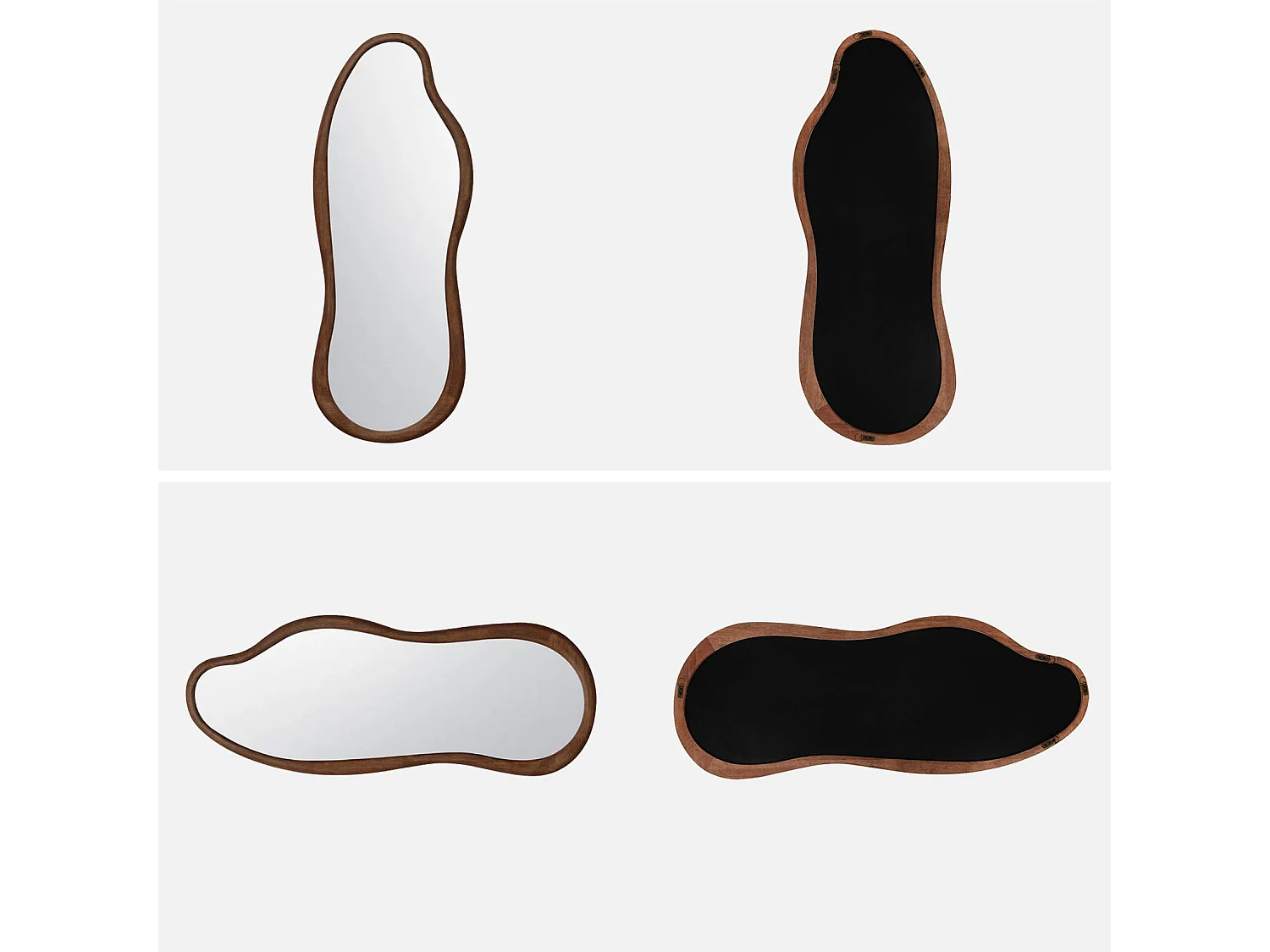 Specchio in legno di gomma, marrone