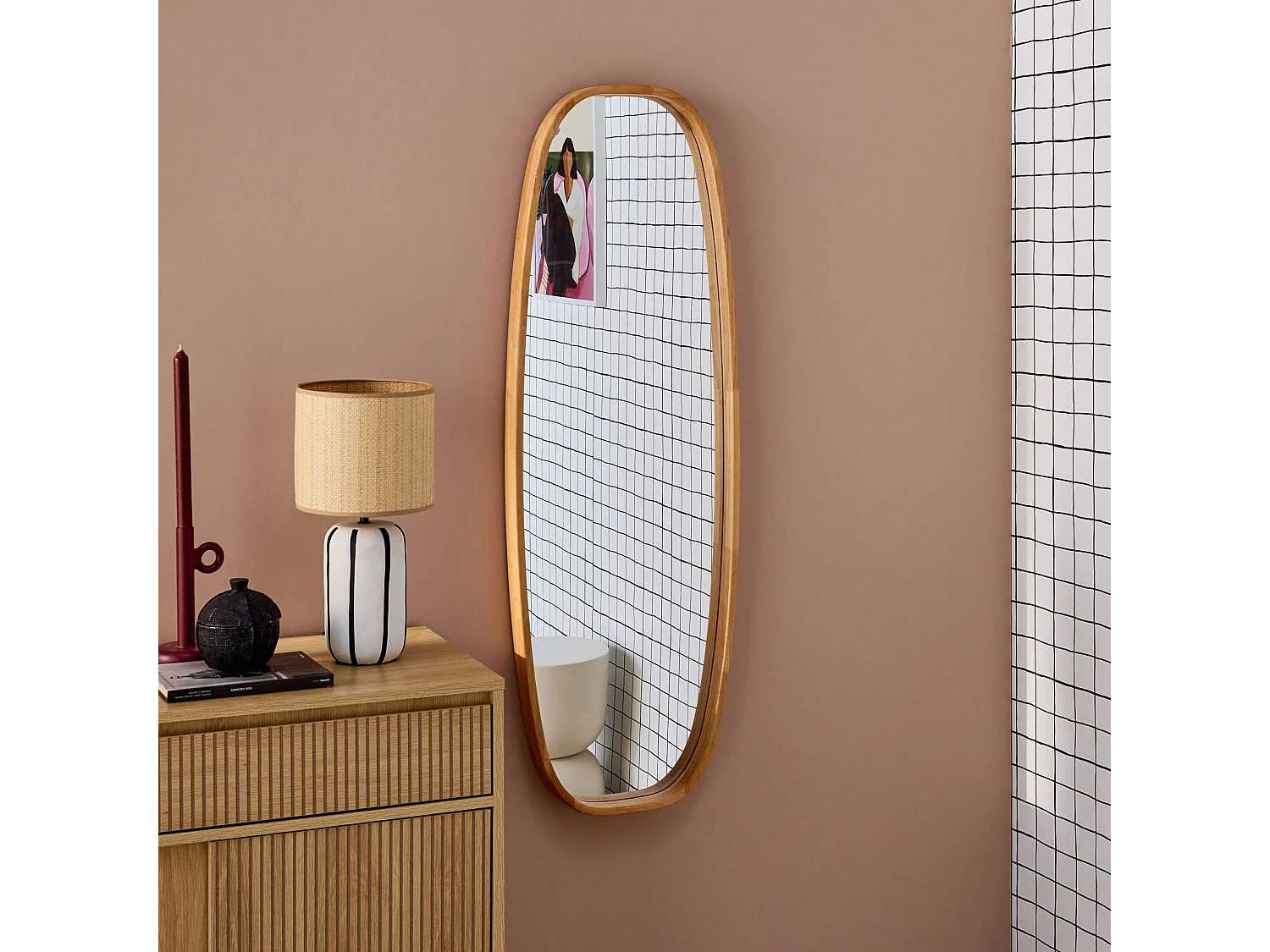 Espejo rectangular de madera decorativo de pared madera clara