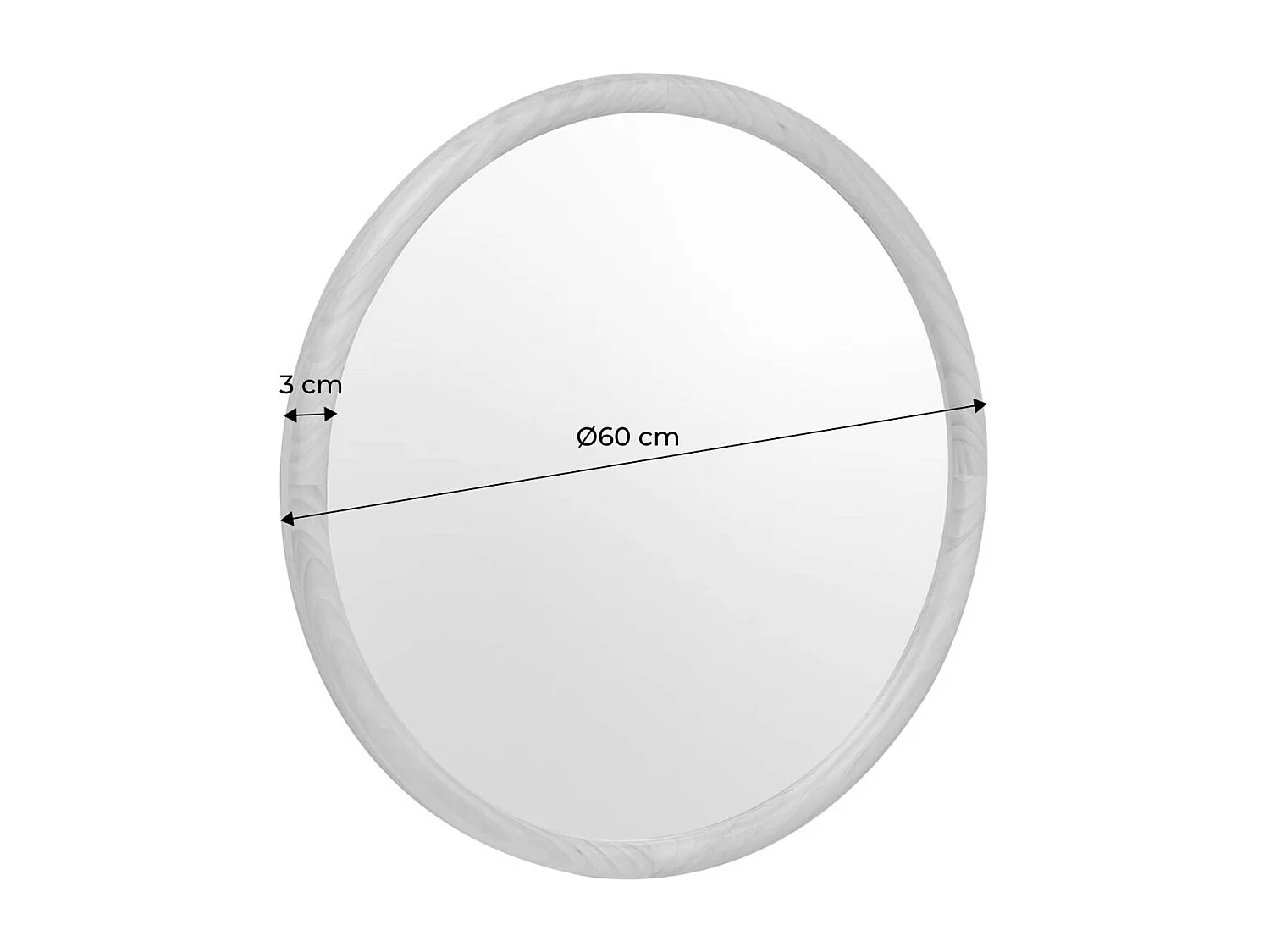 Specchio rotondo in legno di pino, 60cm, marrone