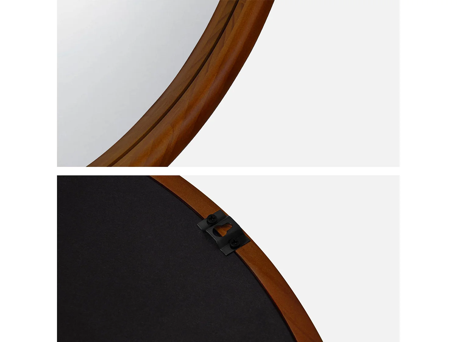 Specchio rotondo in legno di pino, 60cm, marrone