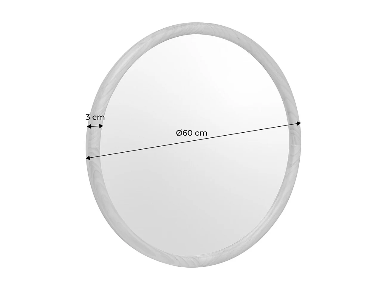 Specchio rotondo in legno di pino, 60cm, marrone