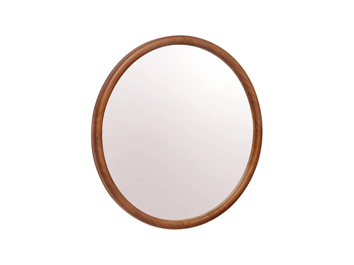 Espejo redondo de madera de pino decorativo de pared, 60cm nogal