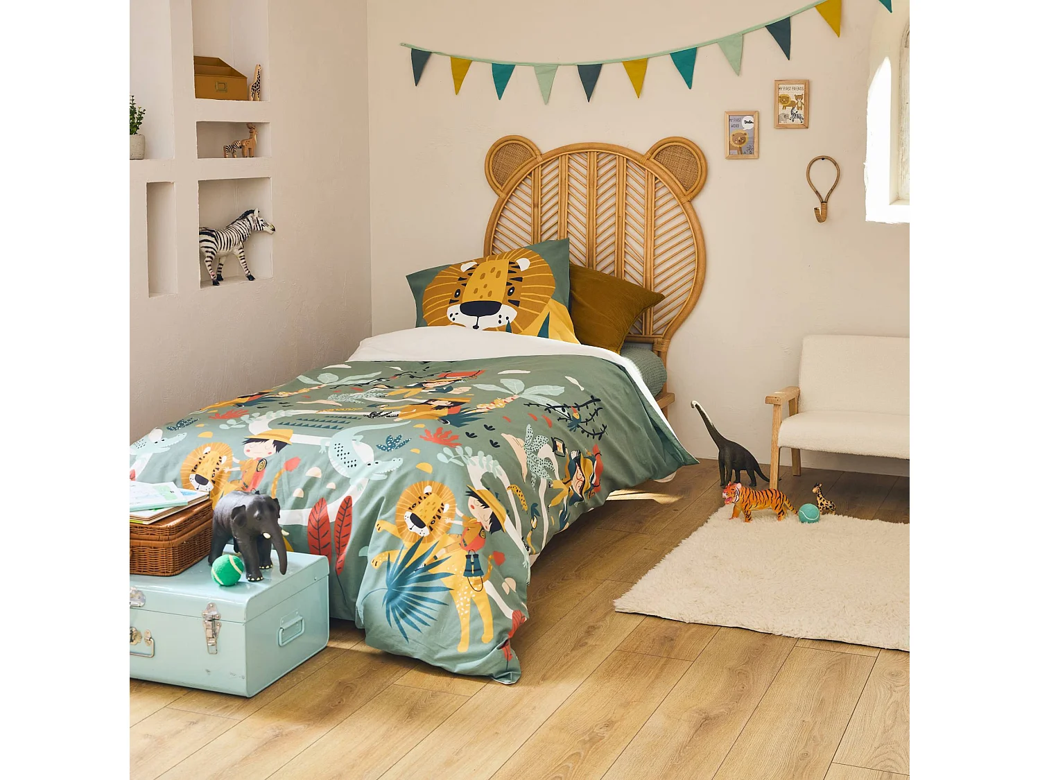 Set di biancheria da letto in cotone tema montagna savana, 140cm