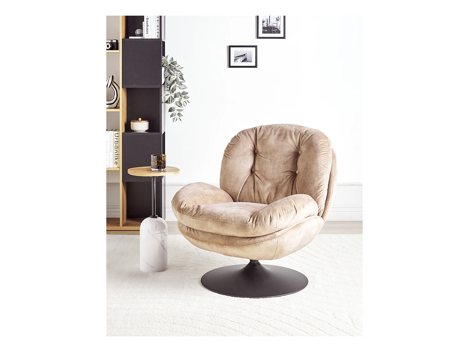 Sillón giratorio NOLVIK Terciopelo Arena