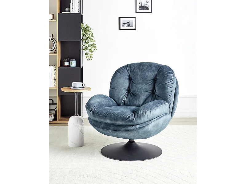 Poltrona girevole NOLVIK Velluto Blu scuro