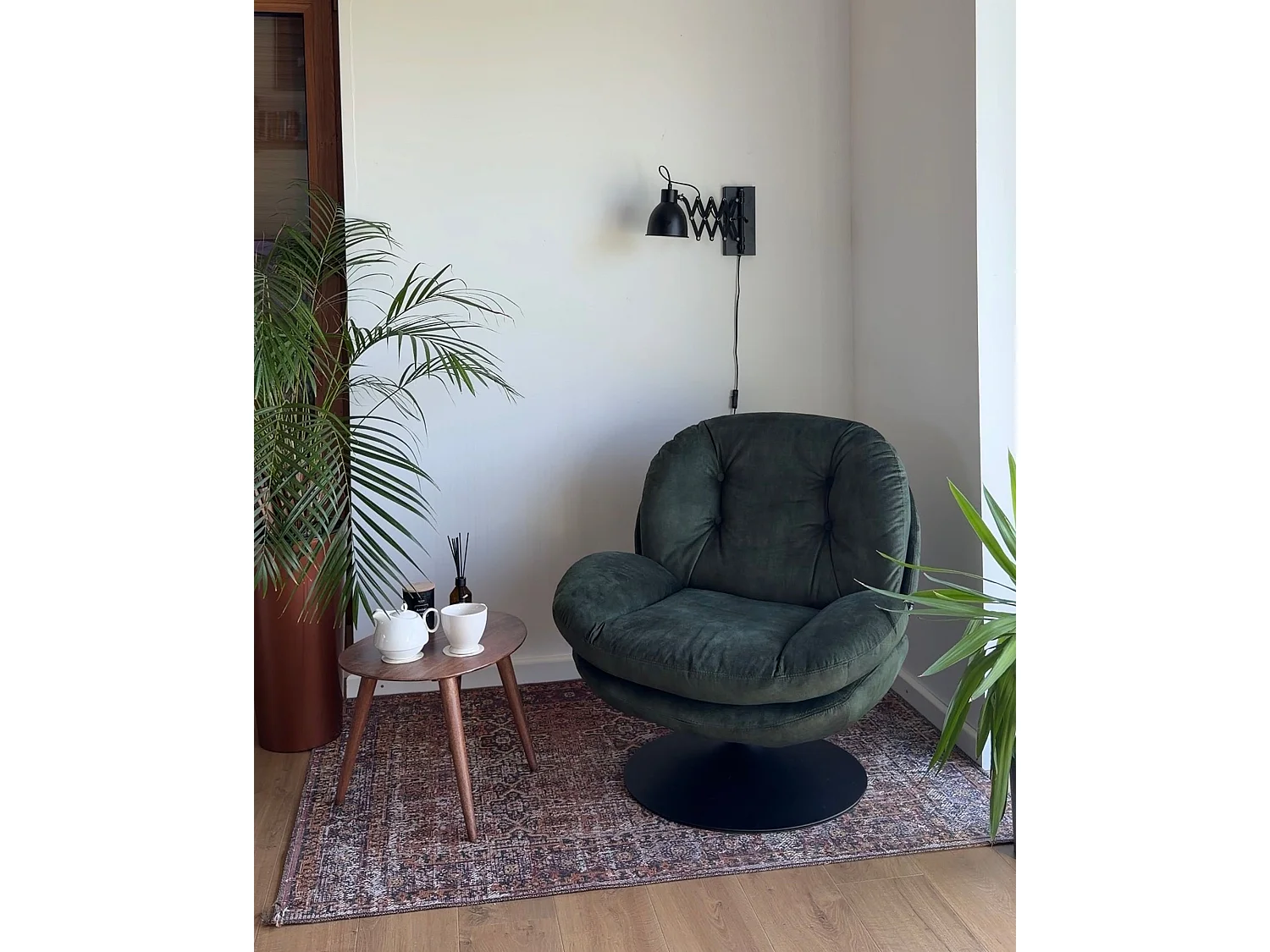 Swivel Armchair NOLVIK Velvet Dark Green