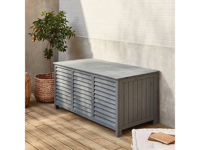Cofre de almacenamiento de madera, 330l gris