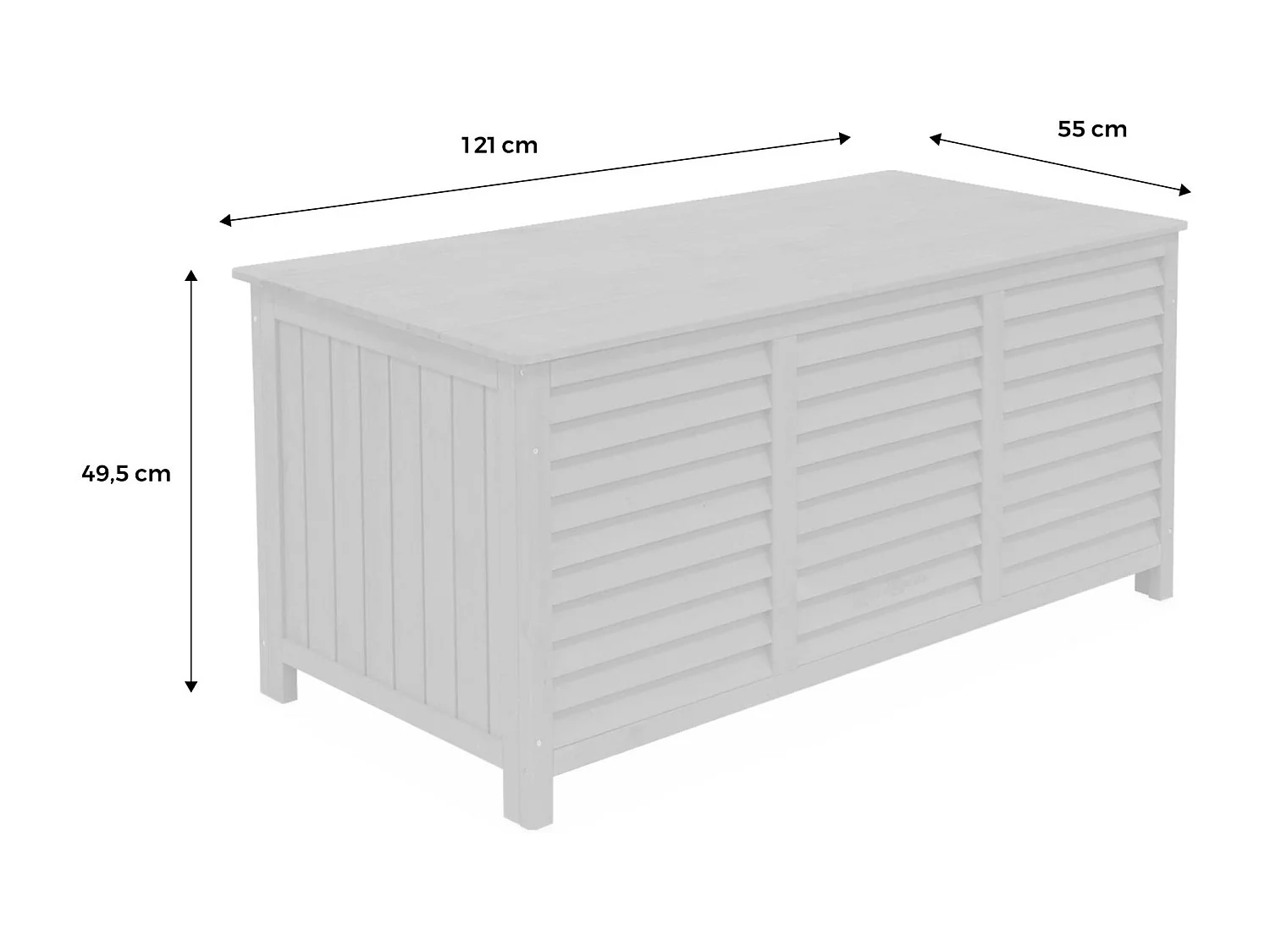 Coffre de rangement en bois. Castille. 330 litres. L130 x P64 x H60cm