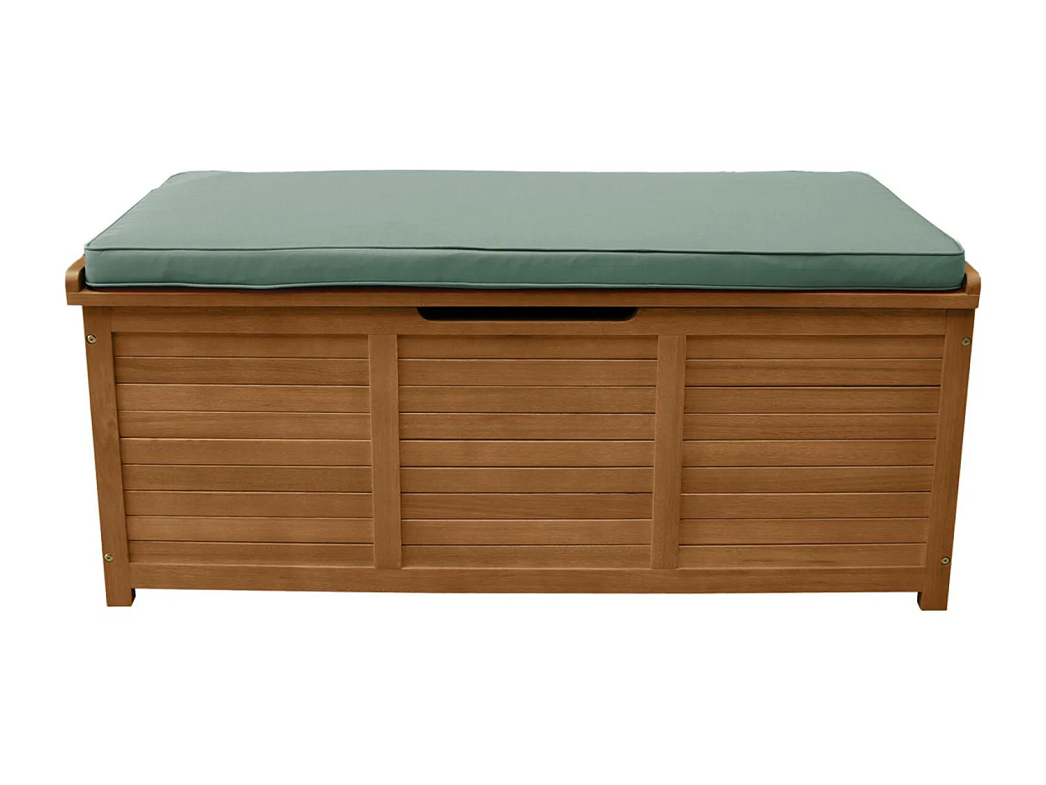 Coffre de jardin 200L en bois - Caja kaki - 125x60cm rangement coussins avec 2 vérins et poignées