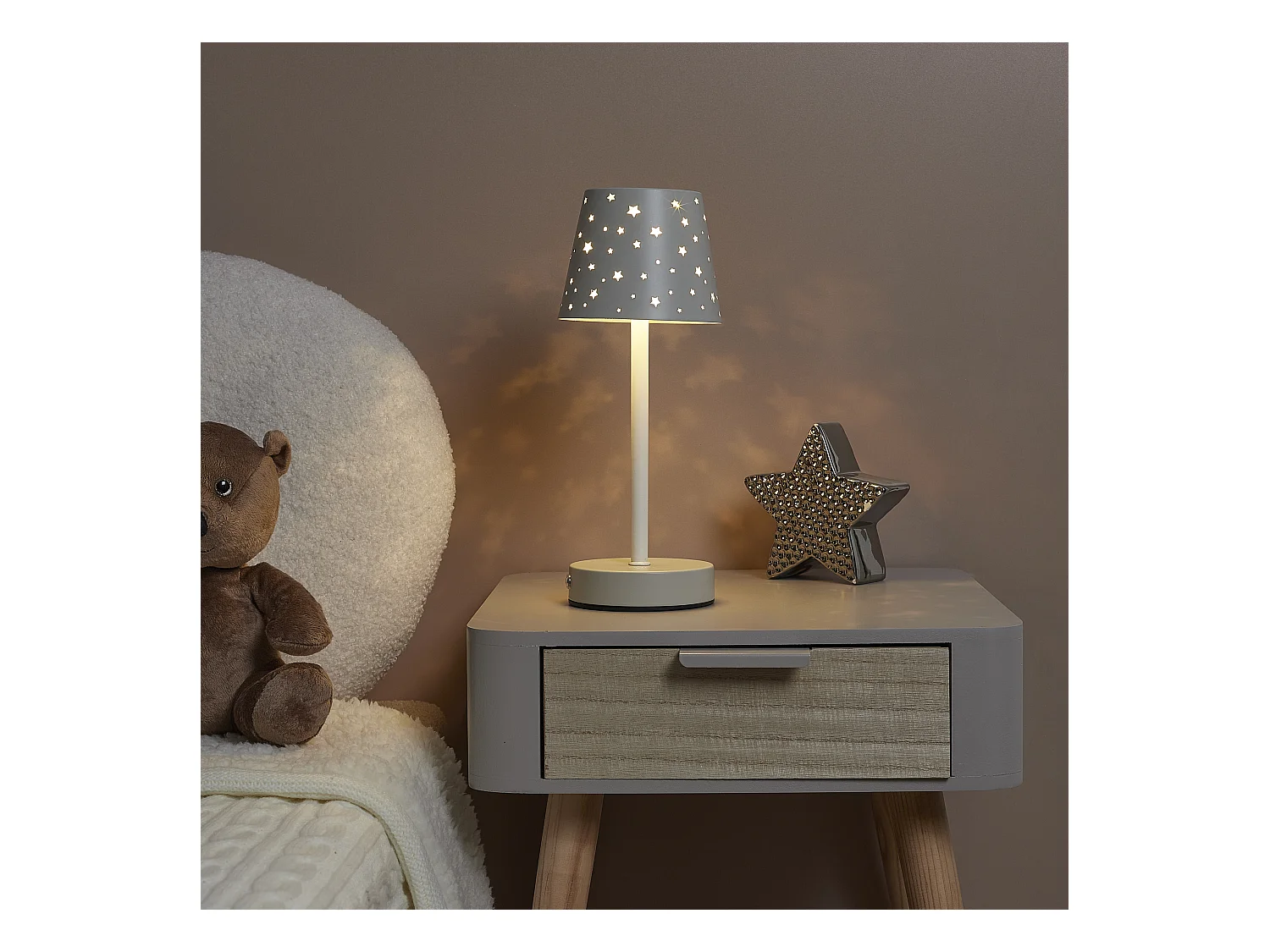 Lampe De Table Rechargeable Etoiles Ajourees