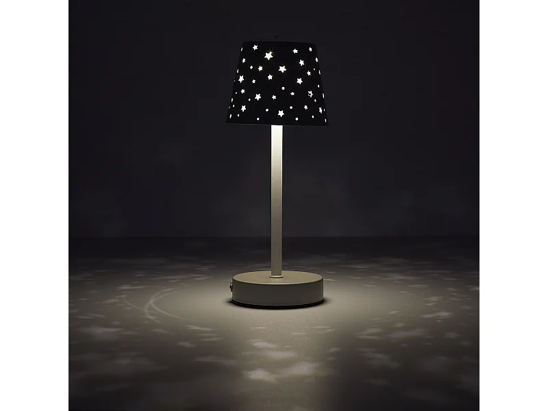 Lampe De Table Rechargeable Etoile Ajouree Gris Gris