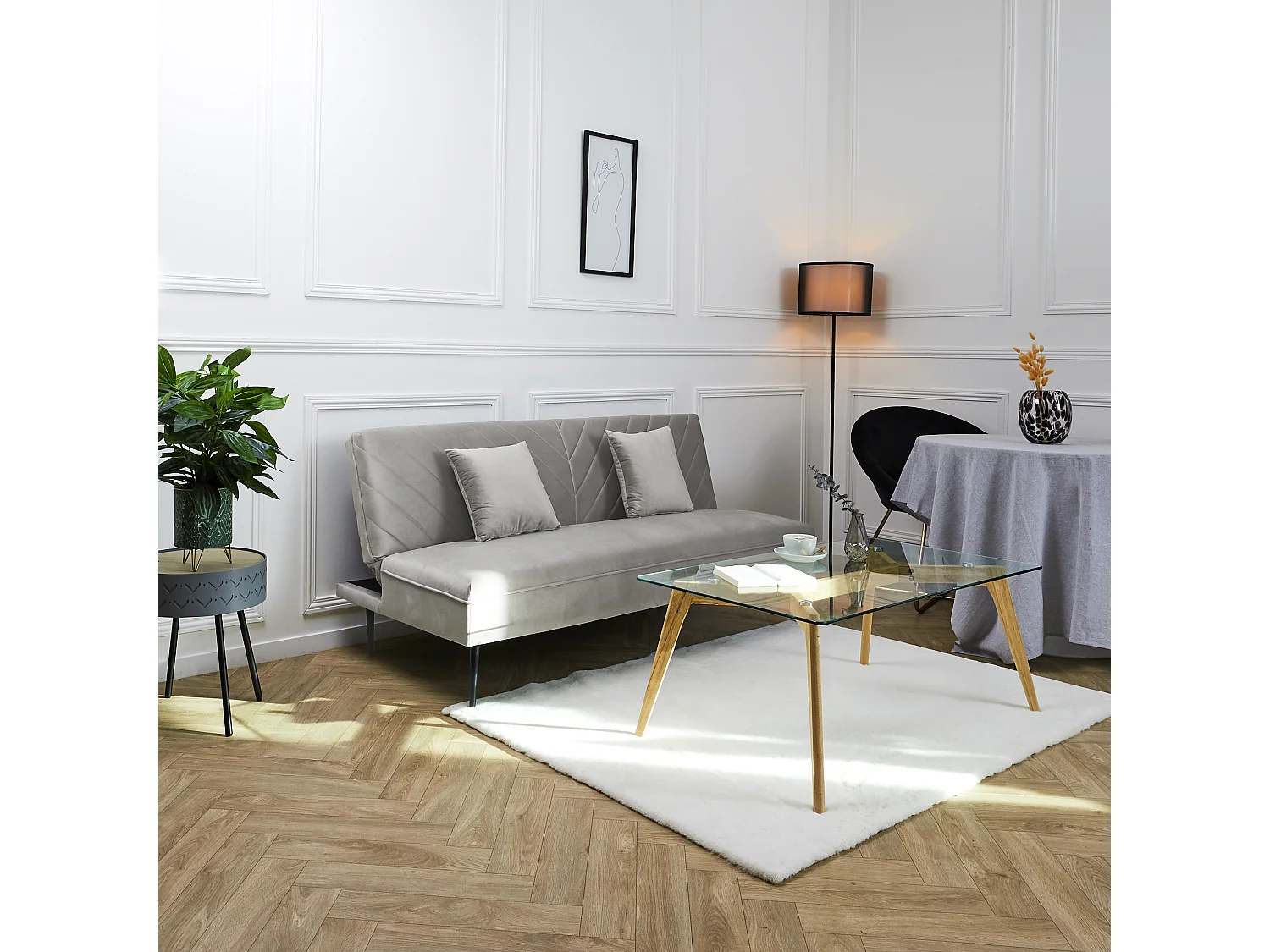 Canape Convertible Diane Gris M1 Gris