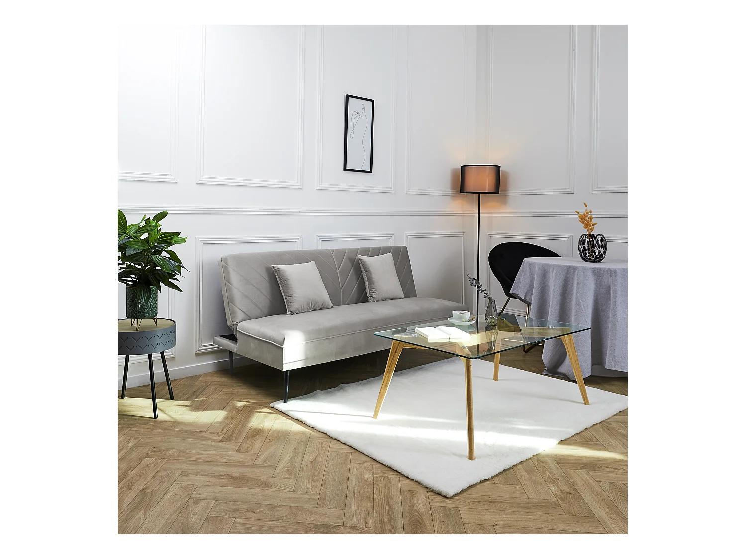 Canape Convertible Diane Gris M1 Gris