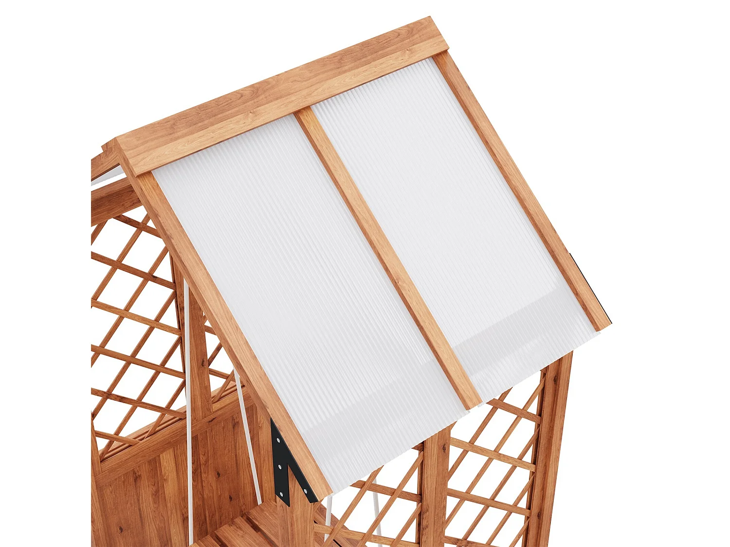 Plancheur met balancel trellis en dak - vaste spar - voor tuinterras - 142x70x163cm - bruin