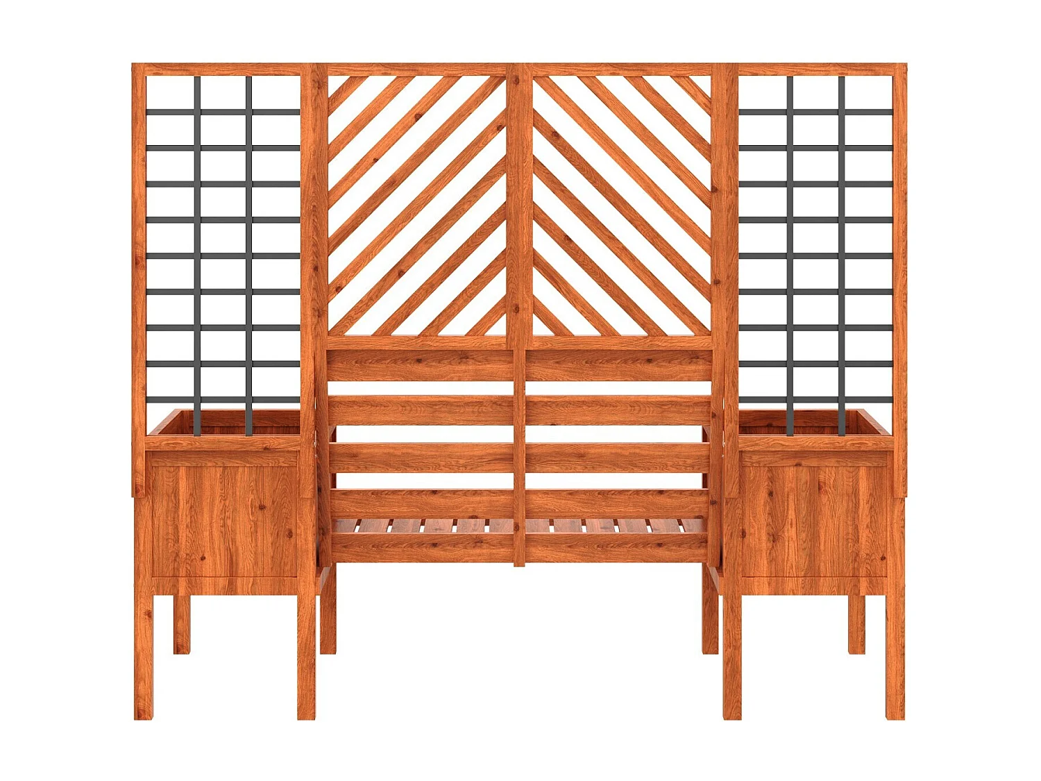 Jardinière avec treillis marron - en sapin massif - pour jardin terrasse - 170x42x145cm