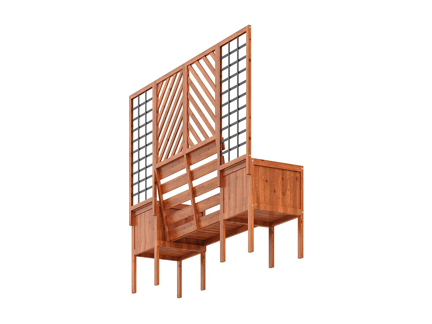 Jardinière avec treillis marron - en sapin massif - pour jardin terrasse - 170x42x145cm