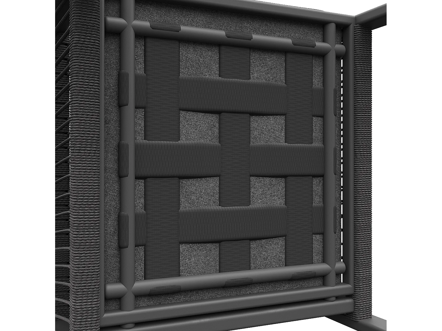 Modulair tuinmeubilair in gegalvaniseerd ijzer: 1 4-zitsbank + 1 2-zitsbank + 2 fauteuils + 1 salontafel - Grijs